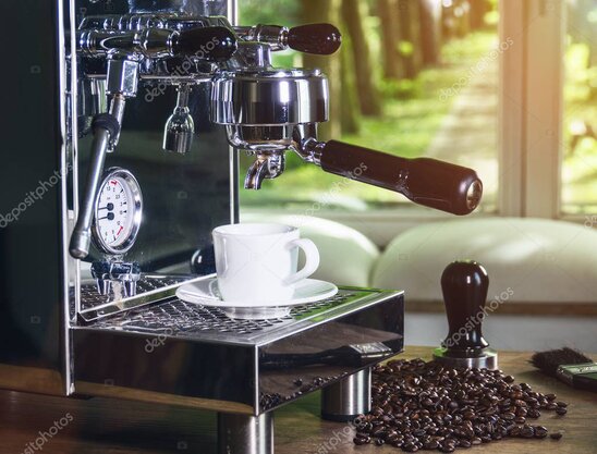 Water filter system connected to a commercial coffee machine