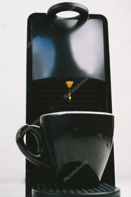 Close-up of a commercial espresso machine in a café