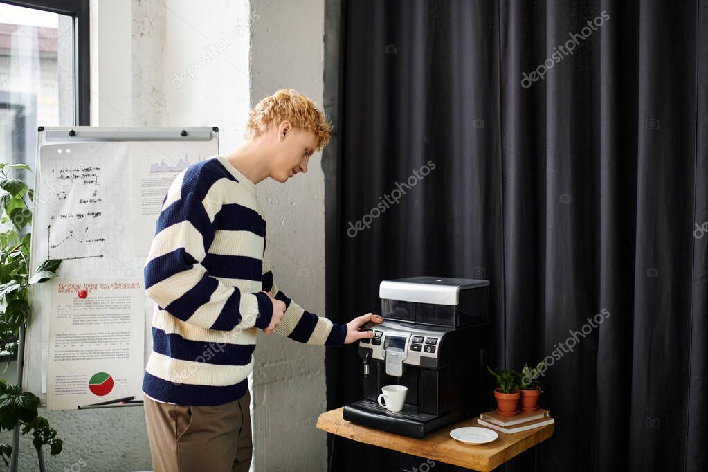 Office kitchen with a professional espresso machine